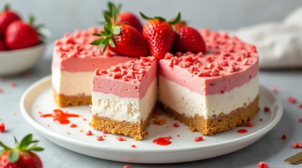 No-Bake Strawberry Crunch Cheesecake